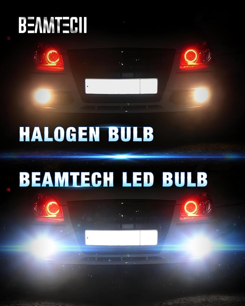 BEAMTECH Upgraded 1156 LED Bulbs for Turn Signal Lights, Build-in CANBUS, 6500K White Super Brighte, 1141 1003 7506 BA15S Reverse Back Up Lights, Tail Brake Parking Lights, Pack of 2 - Image 5